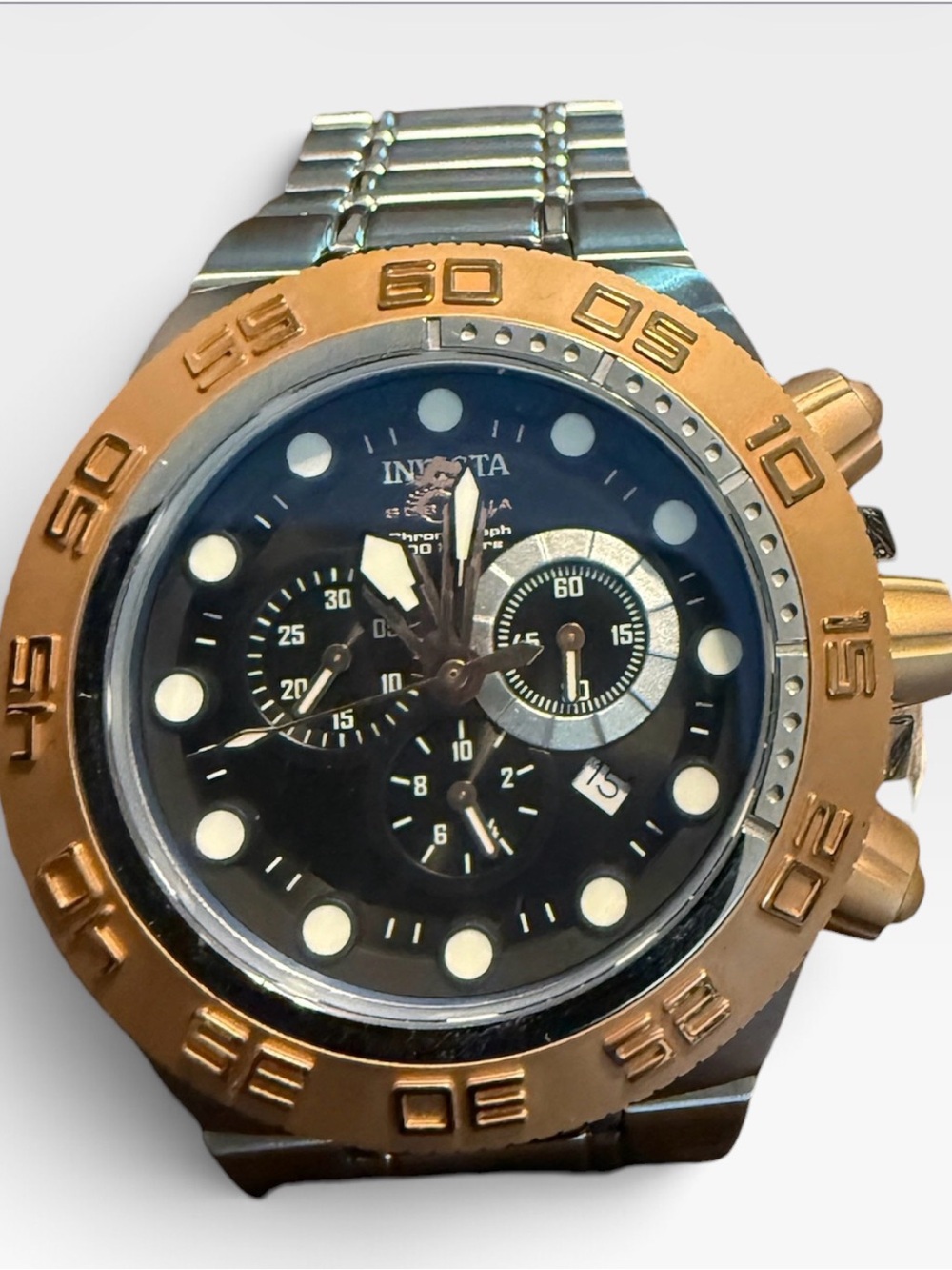 Invicta Subaqua Noma IV 1529 Men’s 50mm Chronograph Rose Gold Black Dial Watch